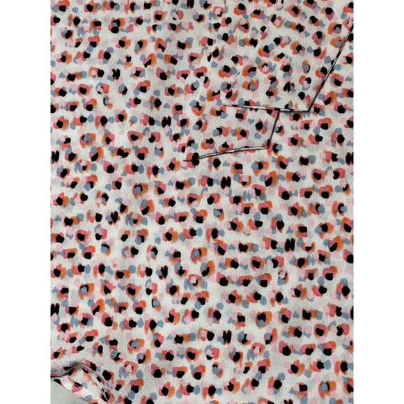 Adrianna Papell Orange Object Print Casual Shirt Women's Size Medium Tie Neck Bl - Picture 12 of 12